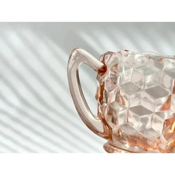 Vintage Jeannette Depression Glass Optic set of 2 Coffee | tea | creamer cups - Picture 9 of 10